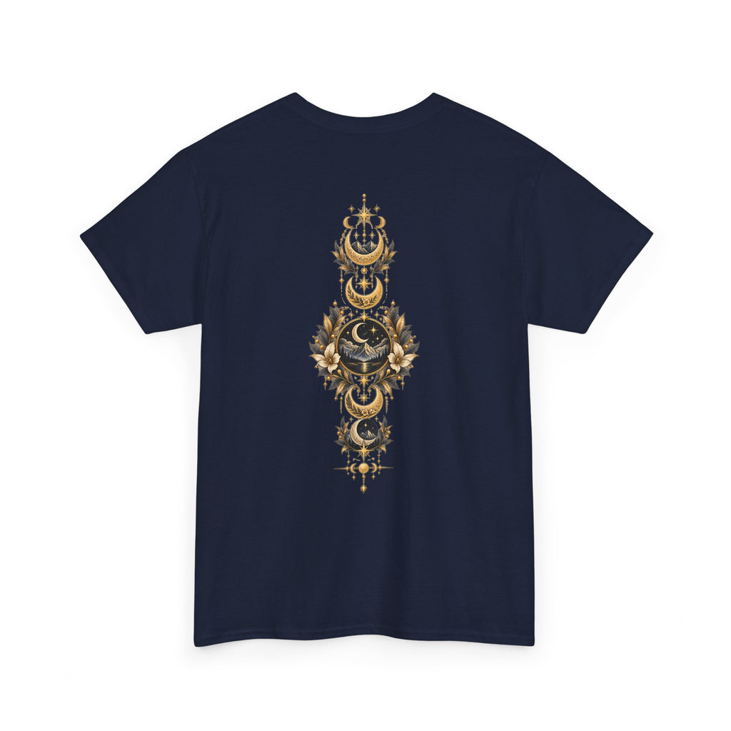 Lunaris Crescent Moon Mountain T‑Shirt — Vintage Celestial Graphic Tee