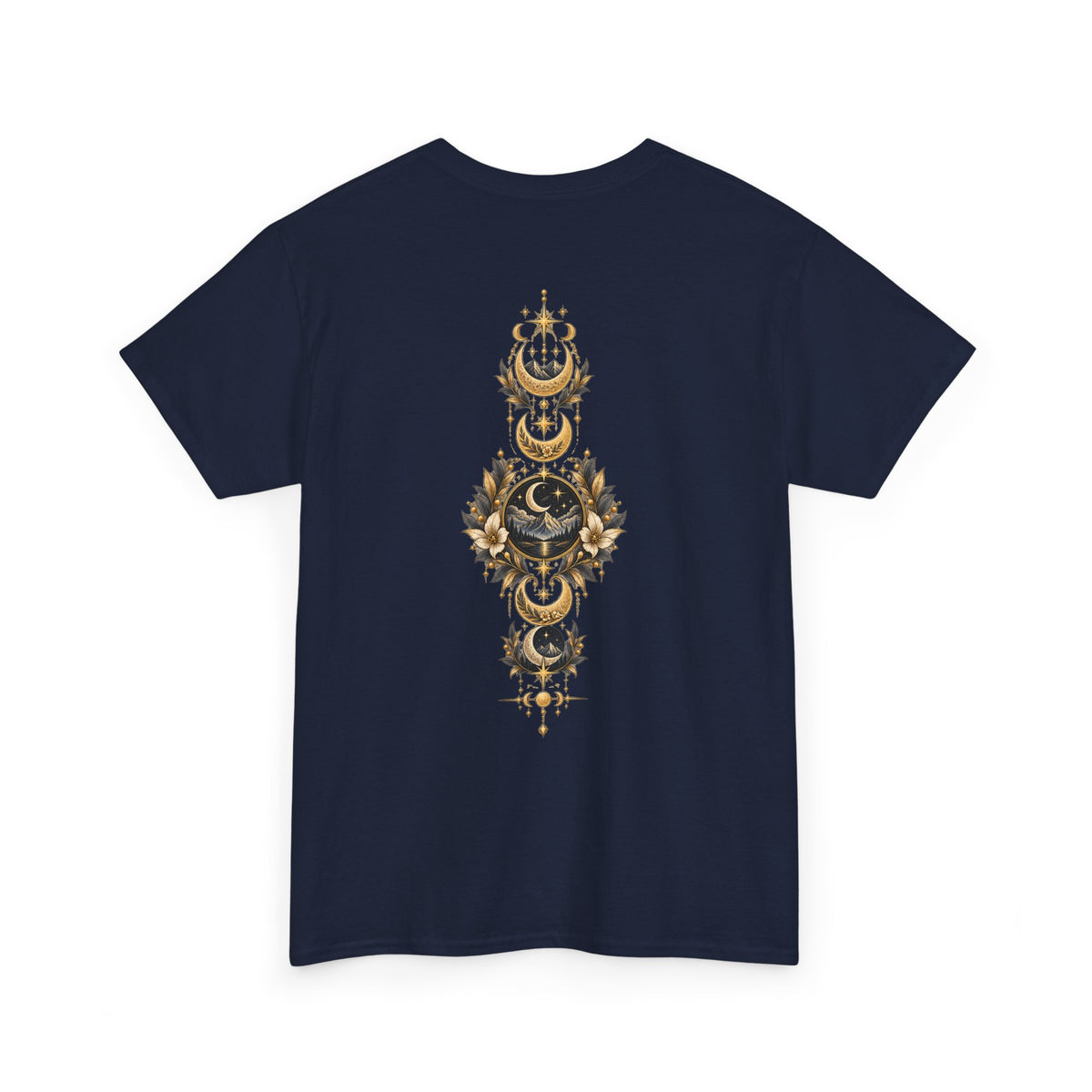Lunaris Crescent Moon Mountain T‑Shirt — Vintage Celestial Graphic Tee