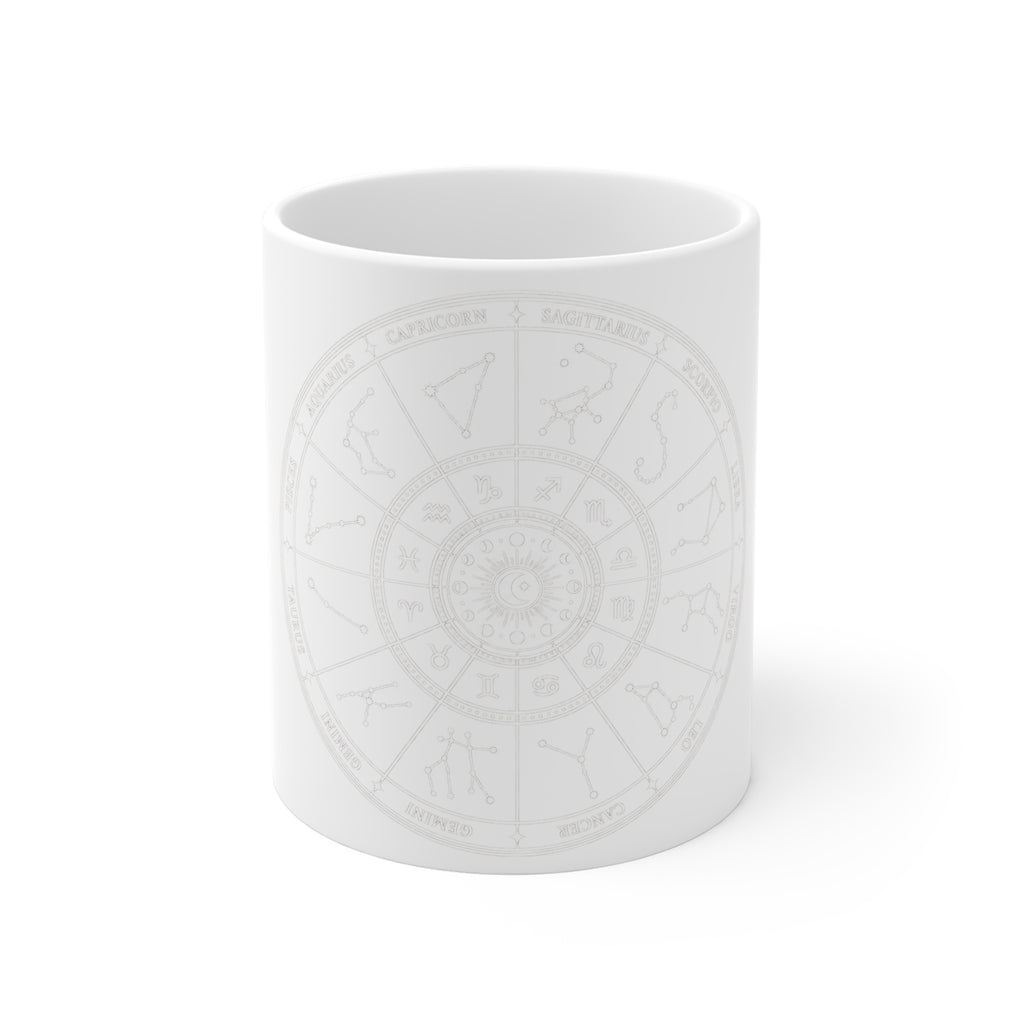Zodiac Wheel 11oz White Mug — Subtle Astrology Horoscope Coffee Cup