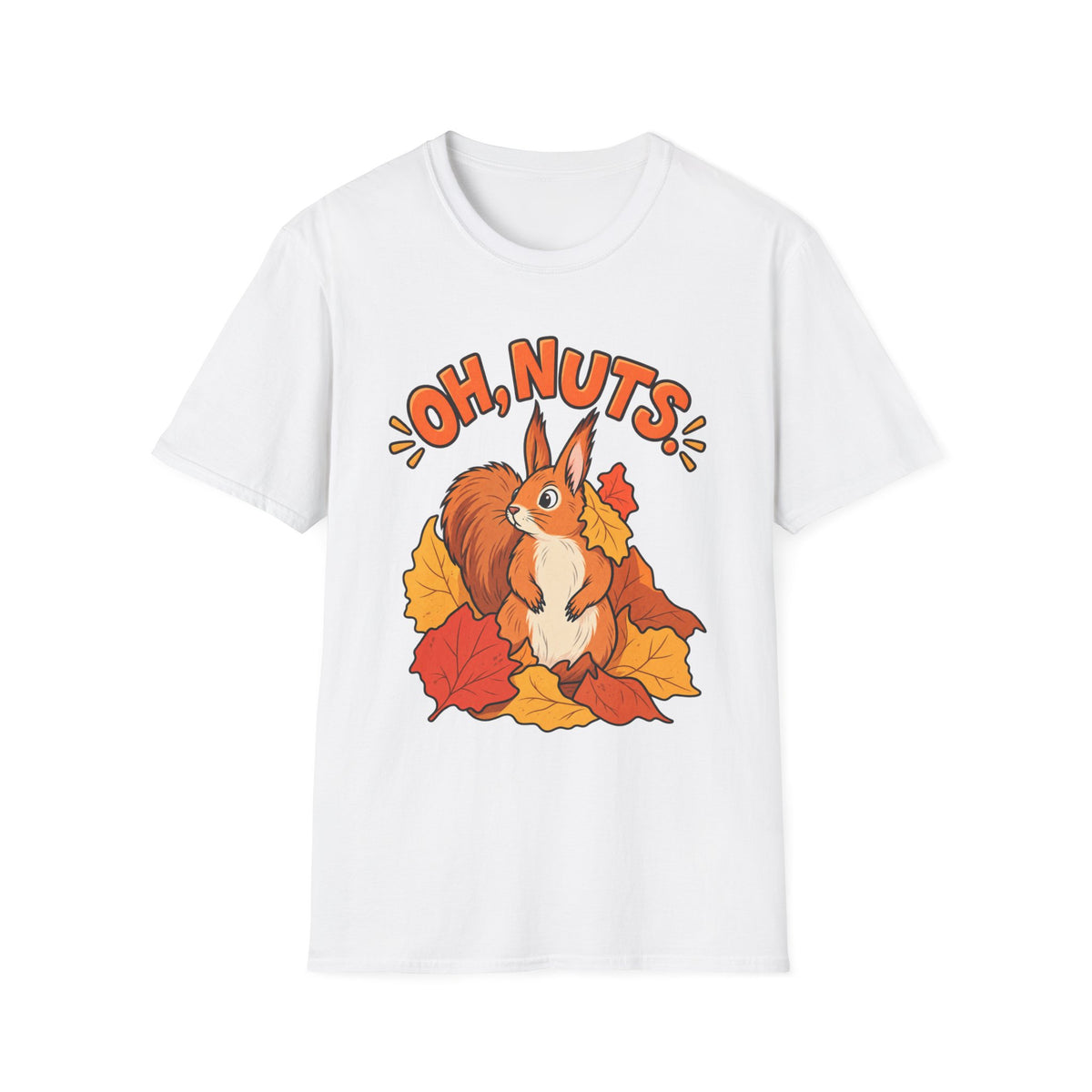 Oh, Nuts! Squirrel Tee — Cute Autumn Leaves Graphic T-Shirt