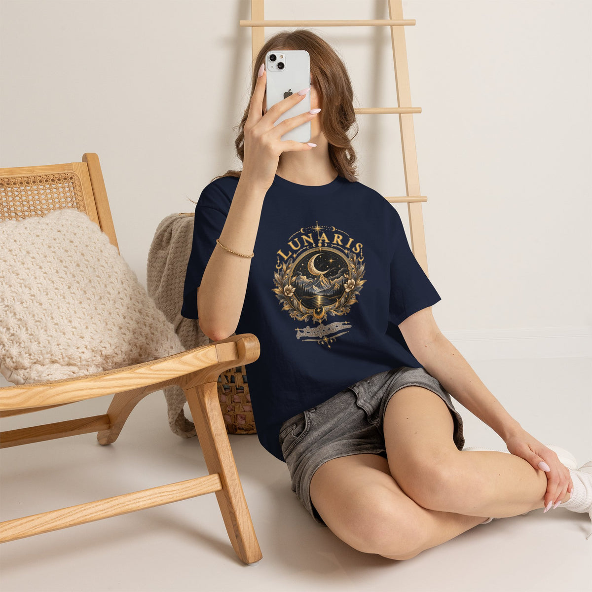 Lunaris Crescent Moon Mountain T‑Shirt — Vintage Celestial Graphic Tee